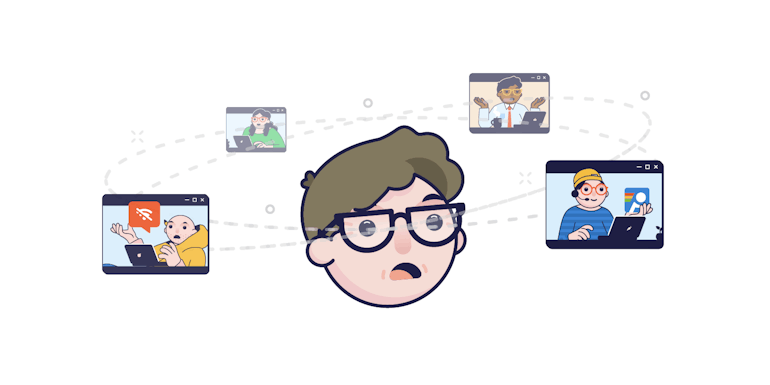 Illustration of a technician bewildered by the number of remote problems they're asked to solve