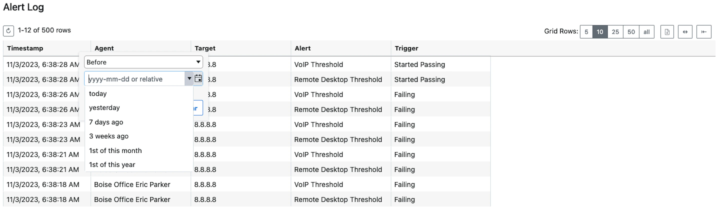 Log Alert Actions