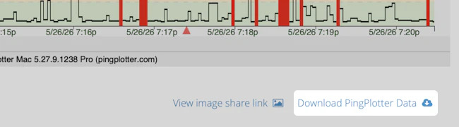 Screenshot of the 'Download PingPlotter Data' button on a Share Page