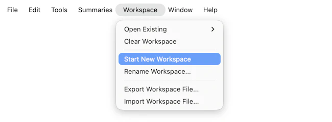 Illustration of the 'New Workspace' Menu