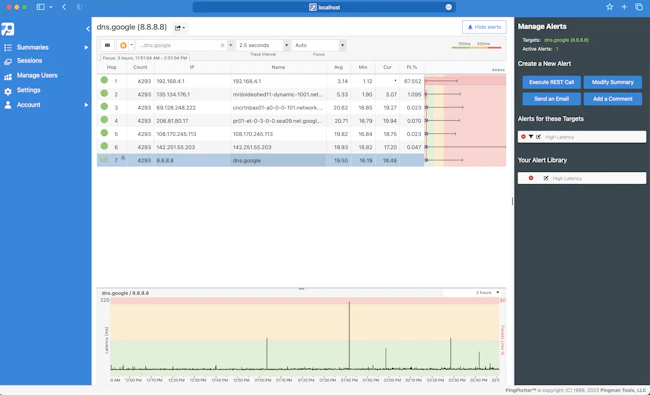 Illustration of PingPlotter's Web UI Alerts