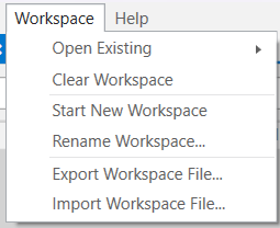 Screenshot of PingPlotter Workspace menu